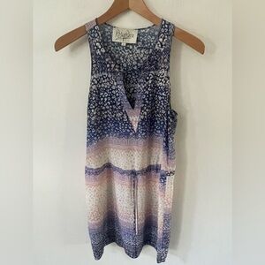 Rory Beca Womens Size S Boho Festival 100% Silk MIDI Sleeveless V-Neck Dress